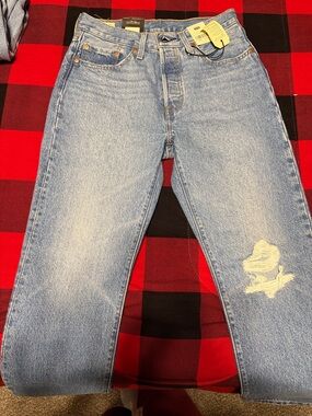 Levi's Light Blue Distressed Ankle Jeans